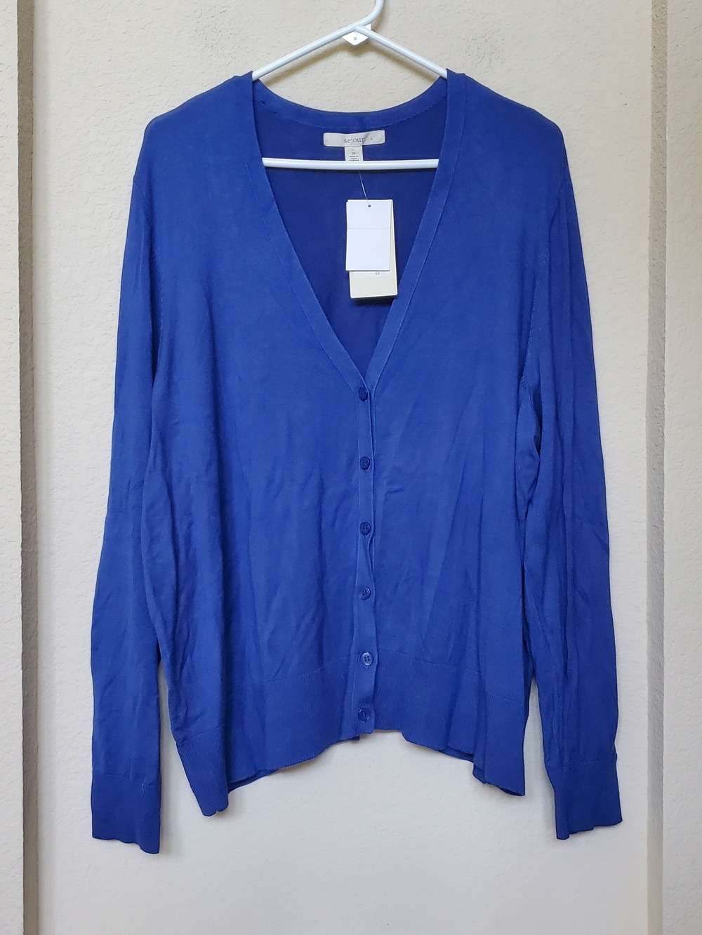 Sejour Royal Blue V-Neck Button Front Cardigan.  Size 3x